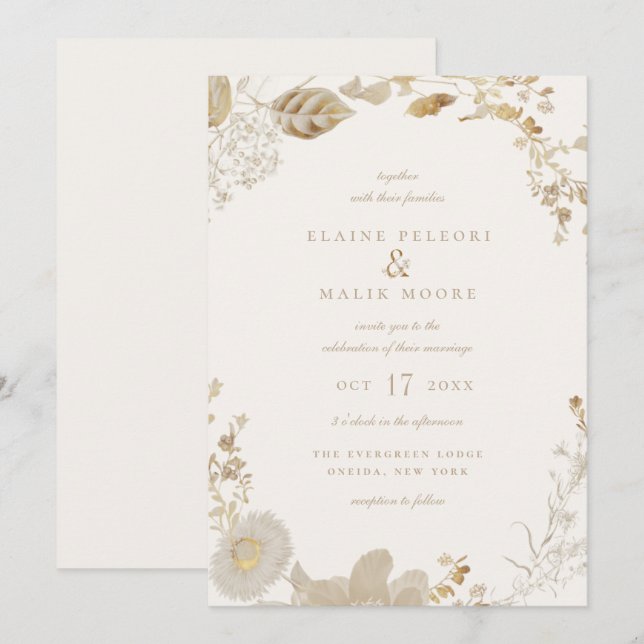 Opulent Gilded Garden Wedding Einladung (Vorne/Hinten)