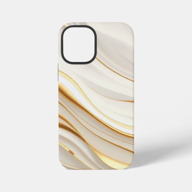 "Opulent Gold and Cream Marble Swirls" iPhone 12 Mini Hülle (Rückseite)