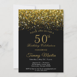 Opulent Gold Confetti 50e anniversaire Invitation