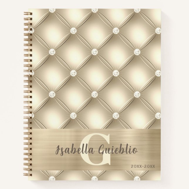 Opulent Gold Diamond Cushion Notizbuch (Vorderseite)