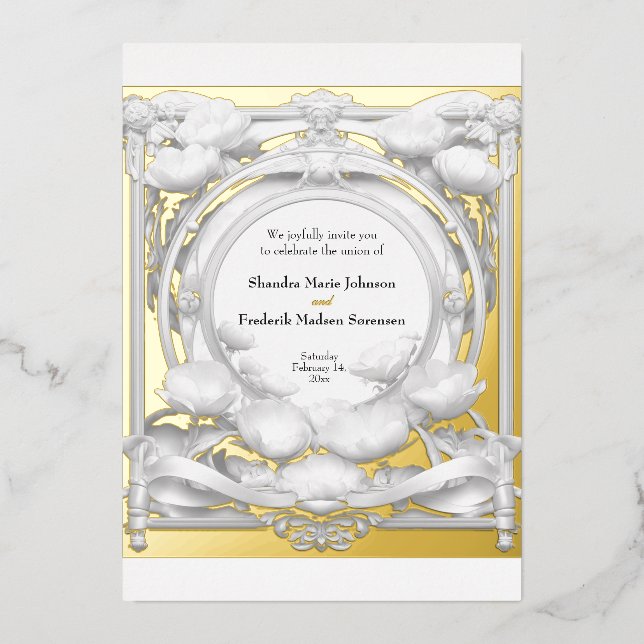 Opulent Gold Floral Motif, Einladung zur Hochzeits (Vorderseite)