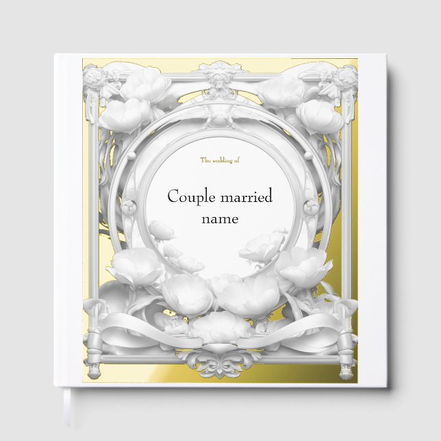 Opulent Gold Floral Motif, Hochzeit Gästebuch (Vorderseite)
