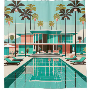 "Opulent Mitte Jahrhunderts Modern Poolside" Duschvorhang