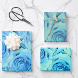 Opulent rose design in turquoise geschenkpapier set
