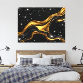 Opulent Swirl Liquid Gold Black Monochro Achempong Leinwanddruck