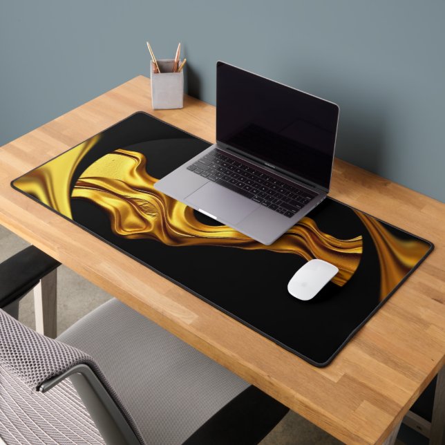 Opulent Swirl Liquid Gold Black Monochrome  (Bureau 2)