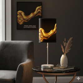 Opulent Swirl Liquid Gold Black Monochrome Art Leinwanddruck