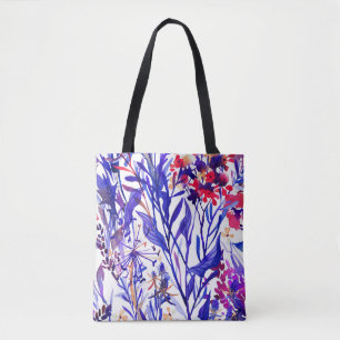 Opulent Watercolor Florals: Garten Hintergrund. Tasche