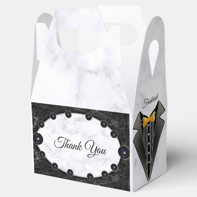Opulent White & Black Marble Spheres Geschenkschachtel (Geöffnet)