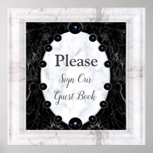 Opulent White & Black Marble Spheres Poster