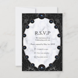 Opulent White & Black Marble Spheres RSVP Karte