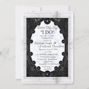 Opulent White & Black Marmor + Spheres Einladung