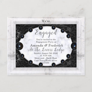 Opulent White & Black Marmor + Spheres Einladungspostkarte