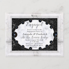Opulent White & Black Marmor + Spheres Einladungspostkarte