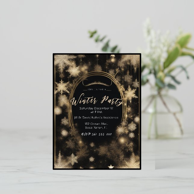 Opulente Einladungen für Schwarze & Golden Foil (Stehend vorne)
