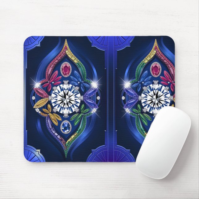Opulente Eleganz: Diamant und Edelstein graviert Mousepad (Mit Mouse)