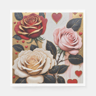 Opulente Herzen und Rose Serviette