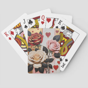 Opulente Herzen und Rose Spielkarten