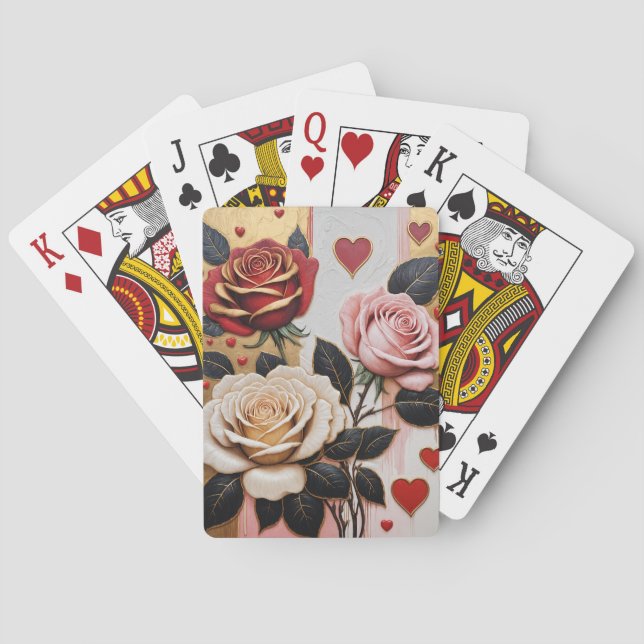 Opulente Herzen und Rose Spielkarten (Rückseite)