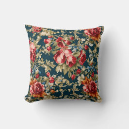 Opulente italienische Blume und Blätter Kissen