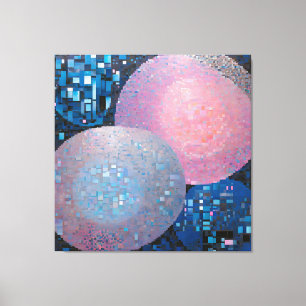 Opulente Ovale: Farbtöne von Blau und Rosa in Abst Leinwanddruck