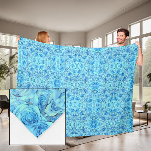 Opulente türkisfarbene Rose Fleecedecke