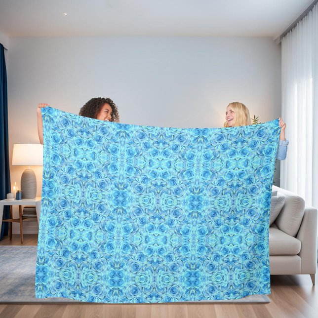 Opulente türkisfarbene Rose Fleecedecke (Von Creator hochgeladen)