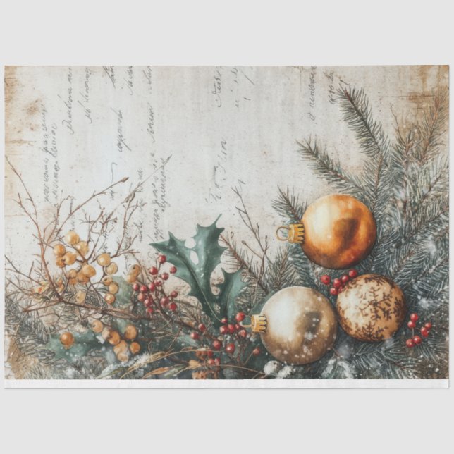 Opulente Weihnachtsgrün und goldene Bausteine Seidenpapier (Vorderseite)