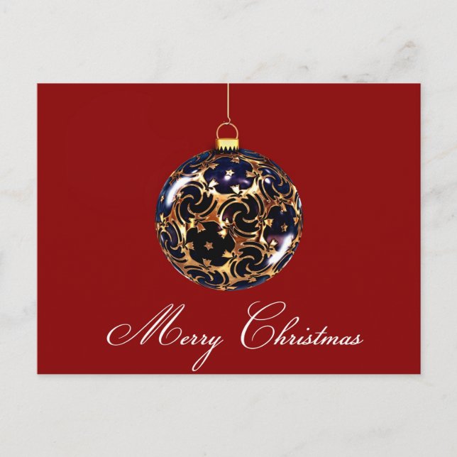 Opulente Weihnachtsschmuck und Sternwünsche Feiertagspostkarte (Vorderseite)