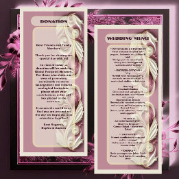 Opulenter Barock Tulip Ivory Swirl Mulberry Weddin Menükarte