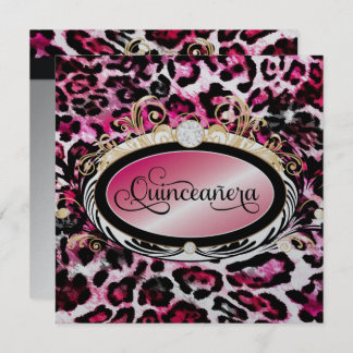 Opulenter roter rosa Leopard-metallisches Papier Einladung