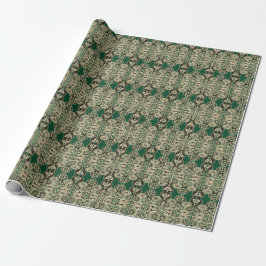 Opulenter Tan und grünes Wrapping Paper Geschenkpapier