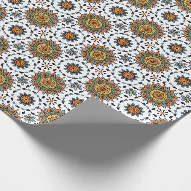 Opulentes Stern-Blumen-Muster Maharadscha-Indien Geschenkpapier (Ecke)