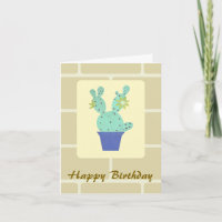Opuntia Cactus and Wall Bricks Geburtstagskarte