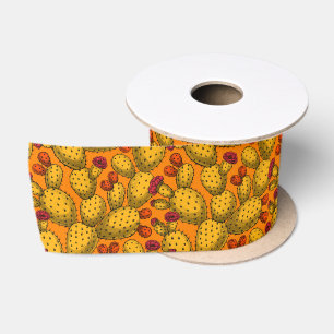 Opuntia en fleurs dans un ruban de satin jaune