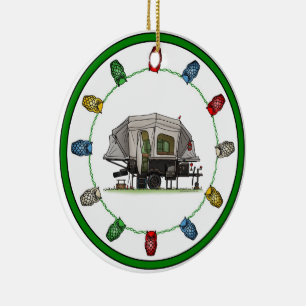 Opus 4 Pop Up RV Camper Happy Camper Keramik Ceram Ornament