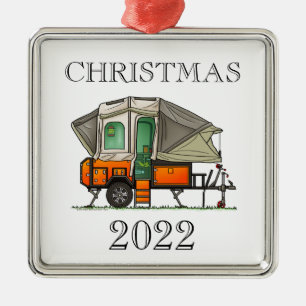 Opus Pop Up Camper RV Happy Camping Metal Ornament