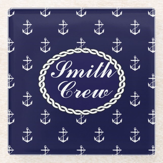 Opus Posh Anchor Nautical Custom Glasuntersetzer (Vorderseite)