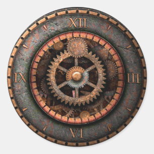 Opus Posh Steampunk Gears Runder Aufkleber