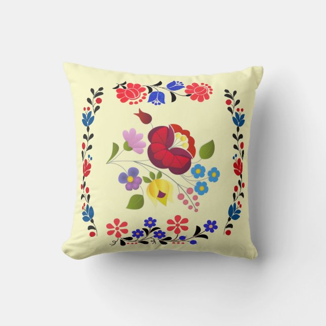 OPUS ungarische Blumen-Stickerei Kissen (Vorderseite)