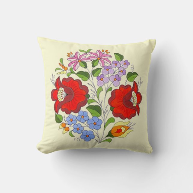OPUS ungarische Blumen-Stickerei Kissen (Vorderseite)