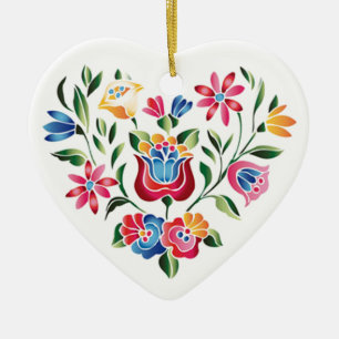 OPUS ungarisches Blumen-Herz Keramik Ornament