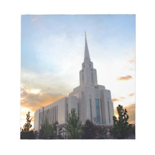 Oquirrh Mountain LDS Utah Tempel Sonnenuntergang Notizblock