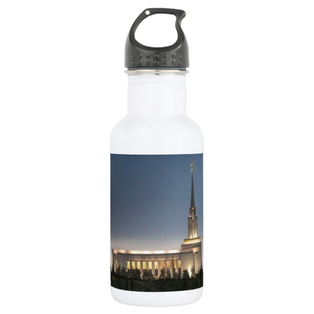 Oquirrhirsche Bergkulisse utah Tempel Edelstahlflasche (Vorderseite)