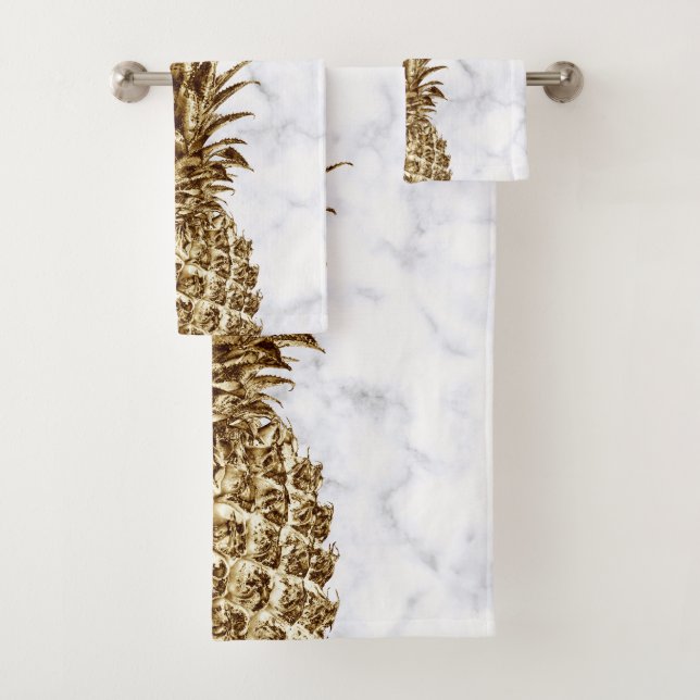 Or assez girly élégant et ananas de marbre blanc (En situation)