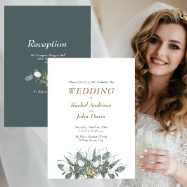 Or avec Faire-part de mariage verte Tulipes blanch