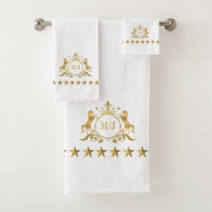Or Blanc Royal Scrolls Couronne Chevaux Monogramme