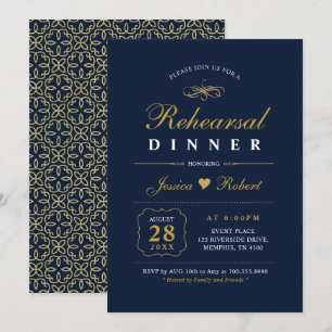 Or & Bleu marine Élégante invitation au dîner de