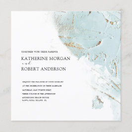 or bleu texturé Faire-part de mariage moderne