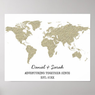 or bling parties scintillant carte du monde poster